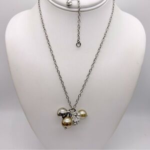 J. Crew Pearl and Jeweled Cluster Pendant Necklace
